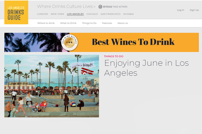 Los Angeles Drinks Guide Home page