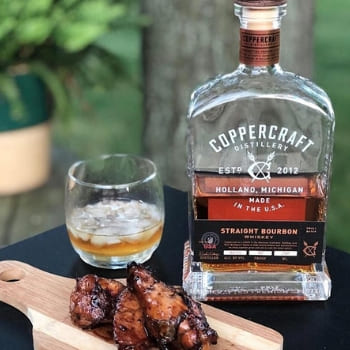 Coppercraft Distillery Straight Bourbon Whiskey and food